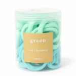 جرين - طقم توك شعر "رينبو البنات" ناعمة - لون أخضر - علبة كاملة Green - Girl's Rainbow Soft Hair Ties Set - Green Color - Full Jar