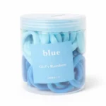 بلو - طقم توك شعر "رينبو البنات" ناعمة - لون أزرق - علبة كاملة Blue - Girl's Rainbow Soft Hair Ties Set - Blue Color - Full Jar