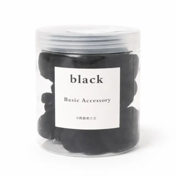 بلاك - طقم توك شعر "بيزك" ناعمة - لون أسود - علبة كاملة Black - Basic Soft Hair Ties Set - Black Color - Full Jar