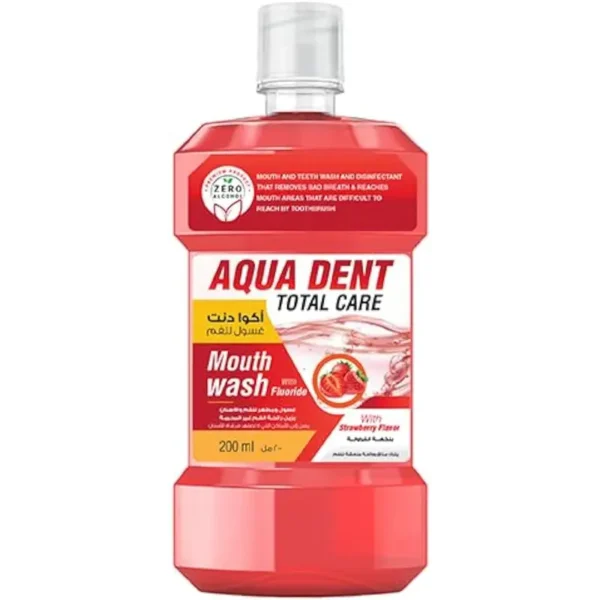 غسول الفم أكوا دينت بنكهة الفراولة 250 مل - Aqua Dent Strawberry Mouthwash 250 ml