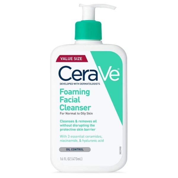 CeraVe Foaming Facial Cleanser 473ml – غسول سيرافي الرغوي للبشرة العادية إلى الدهنية بحجم كبير