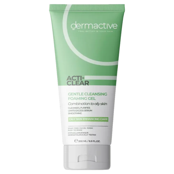 Dermactive Acti-Clear Gentle Cleansing Foaming Gel 200ml – غسول ديرماكتيف للبشرة الدهنية والمختلطة وتنقية المسام