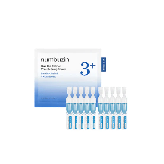 Numbuzin No.3 Blue Bio-Retinol Pore Refining Ampoule Set (10 Ampoules) – أمبولات نومبوزين 3 لتقليل المسام وتحسين ملمس البشرة