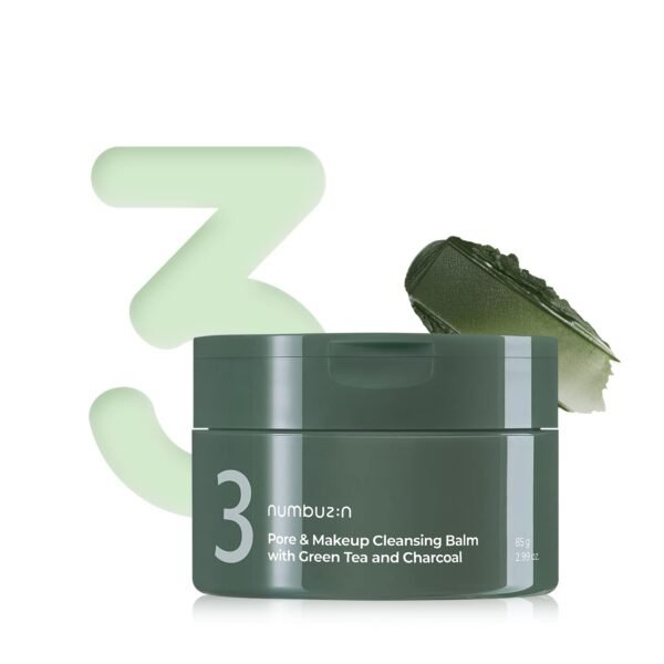 Numbuzin No.3 Pore & Makeup Cleansing Balm with Green Tea & Charcoal 85g – بلسم تنظيف نومبوزين لإزالة المكياج وتنقية المسام