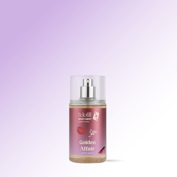 Telofill Golden Affair Body Mist Travel Size Amber Vanilla 100ml – بودي ميست جولدن أفير ترافيل سايز من تيلوفيل