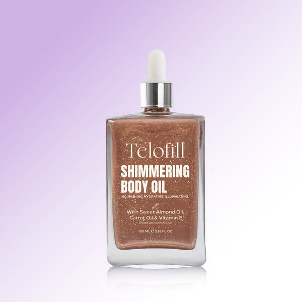 Telofill Shimmering Body Oil With Sweet Almond Oil & Carrot Oil 100ml – زيت جسم لامع شيمر من تيلوفيل