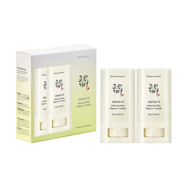 Beauty of Joseon Matte Sun Stick Mugwort + Camelia Duo Set 18g × 2 – باك دبل ستيك واقي شمس بيوتي أوف جوسون