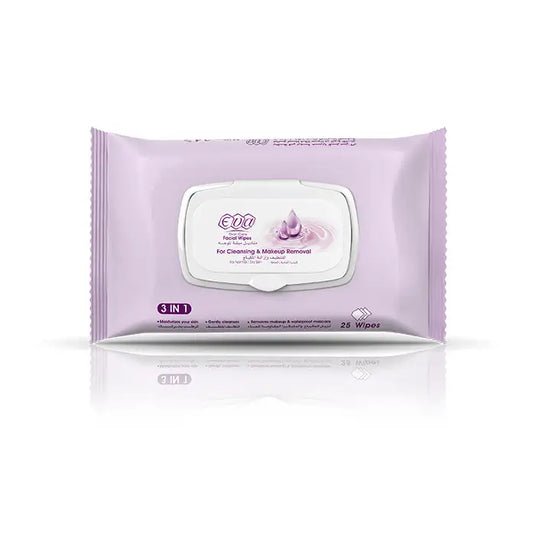 Eva Facial Wipes Rose 25 Wipes – مناديل إيفا بالورد لتنظيف البشرة وإزالة المكياج