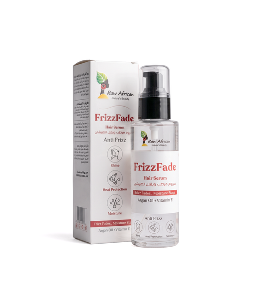 Raw African FrizzFade Hair Serum Anti Frizz Argan Oil + Vitamin E 100ml – سيروم فريز فيد المضاد للهيشان من رو أفريكان