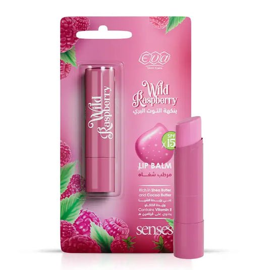 Eva Sense Wild Raspberry Lip Balm SPF 15 – مرطب شفاه إيفا سينس بنكهة التوت البري مع حماية من الشمس