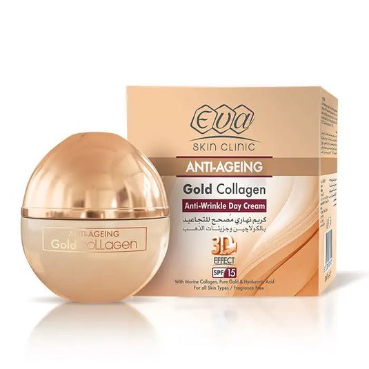 Eva Skin Clinic Gold Collagen Anti-Wrinkle Day Cream SPF 15 50ml – كريم إيفا جولد كولاجين النهاري لمكافحة التجاعيد مع حماية من الشمس